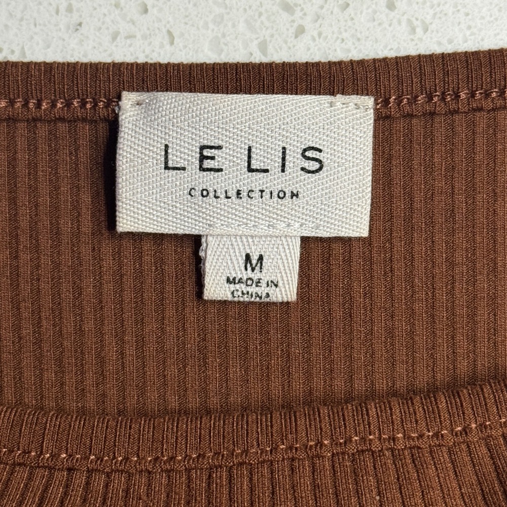 Lelis Brown Ribbed Bodysuit Medium Square Neck - Picture 7 of 8